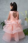Shop_Label Neeti_Peach Organza Fabric Flowers, Pearls Layered Gown _at_Aza_Fashions