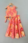 Shop_Label Neeti_Orange Muslin Tassels Leheriya Pattern Lehenga Set _at_Aza_Fashions