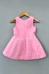 Shop_Label Neeti_Pink Chanderi Bows, Pearls Umbrella Flared Baby Dress _at_Aza_Fashions