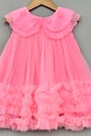 Label Neeti_Pink Net, Organza Embroidery, Ruffles Dress _Online_at_Aza_Fashions