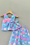 Label Neeti_Blue Cotton Bows Polka Dot Print Top And Pant Set _Online_at_Aza_Fashions