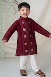 Buy_Label Neeti_Maroon Chanderi, Cotton Zari, Embroidery Kurta Set _Online_at_Aza_Fashions