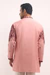 Shop_Arihant Rai Sinha_Peach Embroidery Cotton Silk Short Kurta _at_Aza_Fashions