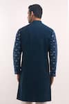 Shop_Arihant Rai Sinha_Blue Cotton, Silk Mirrors, Embroidery Geometric Pattern Kurta _at_Aza_Fashions