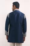 Shop_Arihant Rai Sinha_Blue Cotton, Silk Embroidery Short Kurta _at_Aza_Fashions