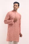 Arihant Rai Sinha_Pink Cotton, Silk Embroidery Mirror Work Kurta _Online_at_Aza_Fashions
