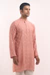 Buy_Arihant Rai Sinha_Pink Cotton, Silk Embroidery Mirror Work Kurta _Online_at_Aza_Fashions