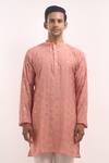 Shop_Arihant Rai Sinha_Pink Cotton, Silk Embroidery Mirror Work Kurta _Online_at_Aza_Fashions