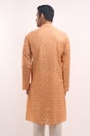 Shop_Arihant Rai Sinha_Peach Cotton, Silk Mirrors, Embroidery Kurta _at_Aza_Fashions