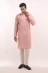 Buy_Arihant Rai Sinha_Pink Cotton, Silk Mirrors Work Kurta _Online_at_Aza_Fashions