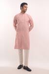 Shop_Arihant Rai Sinha_Pink Cotton, Silk Mirrors Work Kurta _Online_at_Aza_Fashions