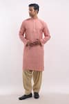 Buy_Arihant Rai Sinha_Pink Cotton, Silk Sequins Geometric Embroidered Kurta _Online_at_Aza_Fashions