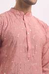 Shop_Arihant Rai Sinha_Pink Cotton, Silk Sequins Geometric Embroidered Kurta _Online_at_Aza_Fashions