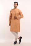 Shop_Arihant Rai Sinha_Orange Cotton, Silk Mirrors Embroidered Kurta _Online_at_Aza_Fashions