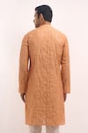 Shop_Arihant Rai Sinha_Orange Cotton, Silk Mirrors Embroidered Kurta _at_Aza_Fashions