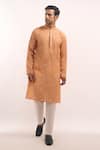 Arihant Rai Sinha_Orange Cotton, Silk Mirrors Embroidered Kurta _at_Aza_Fashions