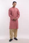 Arihant Rai Sinha Pink Cotton, Silk Embroidery Kurta Online at Aza Fashions Arihant Rai Sinha_Pink Cotton, Silk Embroidery Kurta _Online_at_Aza_Fashions