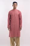Shop Arihant Rai Sinha Pink Cotton, Silk Embroidery Kurta Online at Aza Fashions Shop_Arihant Rai Sinha_Pink Cotton, Silk Embroidery Kurta _Online_at_Aza_Fashions