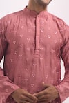 Arihant Rai Sinha Pink Cotton, Silk Embroidery Kurta at Aza Fashions Arihant Rai Sinha_Pink Cotton, Silk Embroidery Kurta _at_Aza_Fashions