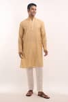 Arihant Rai Sinha Beige Cotton, Silk Mirrors, Embroidery Geometric Work Kurta Online at Aza Fashions Arihant Rai Sinha_Beige Cotton, Silk Mirrors, Embroidery Geometric Work Kurta _Online_at_Aza_Fashions