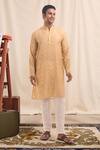 Buy Arihant Rai Sinha Beige Cotton, Silk Mirrors, Embroidery Geometric Work Kurta at Aza Fashions Buy_Arihant Rai Sinha_Beige Cotton, Silk Mirrors, Embroidery Geometric Work Kurta _at_Aza_Fashions