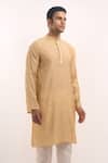 Shop Arihant Rai Sinha Beige Cotton, Silk Mirrors, Embroidery Geometric Work Kurta Online at Aza Fashions Shop_Arihant Rai Sinha_Beige Cotton, Silk Mirrors, Embroidery Geometric Work Kurta _Online_at_Aza_Fashions