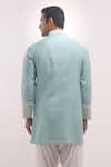 Shop_Arihant Rai Sinha_Sky Blue Cotton, Silk Embroidery Short Kurta _at_Aza_Fashions