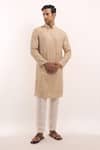 Arihant Rai Sinha_Beige Cotton, Silk Mirrors Embellished Classic Kurta _at_Aza_Fashions
