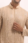 Buy_Arihant Rai Sinha_Beige Cotton, Silk Mirrors Embellished Classic Kurta 