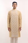 Shop Arihant Rai Sinha Cream Cotton Mirrors, Embroidery Work Kurta Online at Aza Fashions Shop_Arihant Rai Sinha_Cream Cotton Mirrors, Embroidery Work Kurta _Online_at_Aza_Fashions