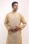 Arihant Rai Sinha Cream Cotton Mirrors, Embroidery Work Kurta at Aza Fashions Arihant Rai Sinha_Cream Cotton Mirrors, Embroidery Work Kurta _at_Aza_Fashions
