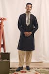 Buy_Arihant Rai Sinha_Black Silk Mirrors, Embroidery Embellished Kurta _at_Aza_Fashions