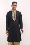 Arihant Rai Sinha_Black Silk Mirrors, Embroidery Embellished Kurta _Online_at_Aza_Fashions