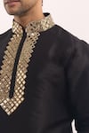 Buy_Arihant Rai Sinha_Black Silk Mirrors, Embroidery Embellished Kurta _Online_at_Aza_Fashions