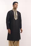 Arihant Rai Sinha_Black Silk Mirrors, Embroidery Embellished Kurta _at_Aza_Fashions
