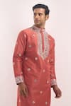 Arihant Rai Sinha Pink Silk Mirrors, Embroidery Blend Kurta Online at Aza Fashions Arihant Rai Sinha_Pink Silk Mirrors, Embroidery Blend Kurta _Online_at_Aza_Fashions