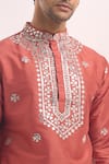 Arihant Rai Sinha Pink Silk Mirrors, Embroidery Blend Kurta at Aza Fashions Arihant Rai Sinha_Pink Silk Mirrors, Embroidery Blend Kurta _at_Aza_Fashions