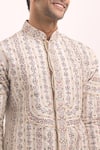 Arihant Rai Sinha_Cream Silk Embroidery Geometric Pattern Blend Kurta _Online_at_Aza_Fashions