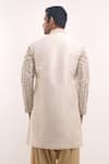 Shop_Arihant Rai Sinha_Cream Silk Embroidery Geometric Pattern Blend Kurta _at_Aza_Fashions