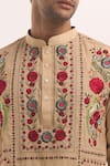 Arihant Rai Sinha_Cream Silk Embroidery Floral And Palm Tree Pattern Kurta _at_Aza_Fashions