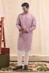 Buy_Arihant Rai Sinha_Purple Silk Embroidery Blend Kurta _at_Aza_Fashions