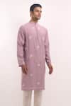Arihant Rai Sinha_Purple Silk Embroidery Blend Kurta _Online_at_Aza_Fashions