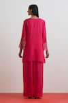 Shop_One Not Two_Fuchsia Silk Beads, Crystals, Sequins Floral Hand Embroidered Kurta And Salwar Set _at_Aza_Fashions