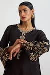 Buy_One Not Two_Black Silk Beads, Crystals, Sequins, Embroidery Floral Hand Kurta And Salwar Set _Online_at_Aza_Fashions