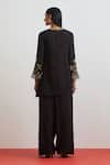 Shop_One Not Two_Black Silk Beads, Crystals, Sequins, Embroidery Floral Hand Kurta And Salwar Set _at_Aza_Fashions