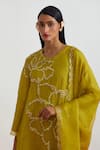 Shop_One Not Two_Green Silk Organza Sequins Scalloped Dupatta _at_Aza_Fashions