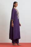 Buy_One Not Two_Purple Crinkle, Silk Embroidery, Sequins, Beads, Crushed Floral Kurta Set _Online_at_Aza_Fashions