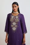 Shop_One Not Two_Purple Crinkle, Silk Embroidery, Sequins, Beads, Crushed Floral Kurta Set _Online_at_Aza_Fashions