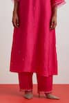 One Not Two_Fuchsia Crinkle, Silk Embroidery, Sequins, Beads, Crushed Floral Kurta Set _Online_at_Aza_Fashions