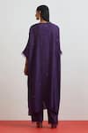 Shop_One Not Two_Purple Silk Embroidery, Sequins, Beads, Crystals Crushed Kaftan And Pant Set _at_Aza_Fashions